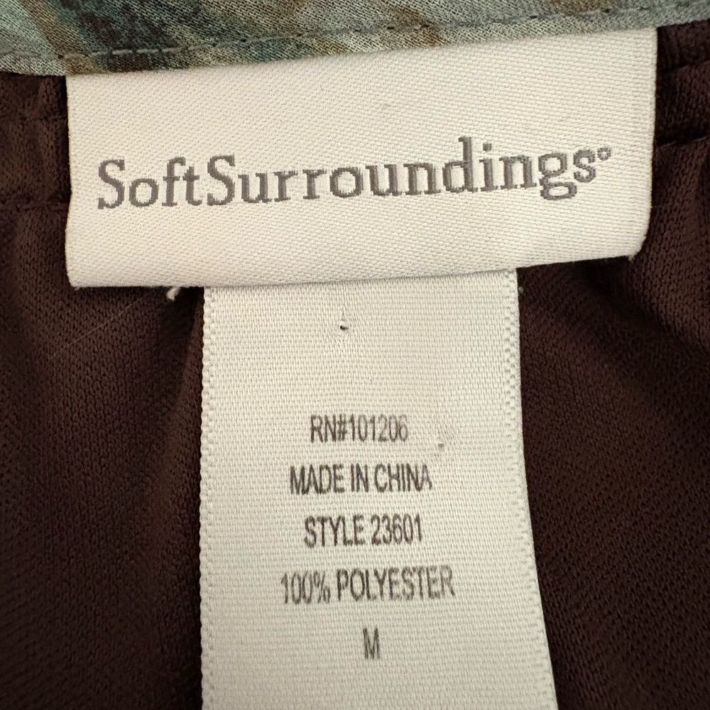 Soft Surroundings Breezy Brown & Green Short Sleeve Button Up Top Size Medium - Picture 10 of 11